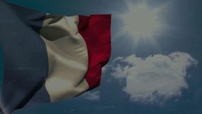 French flag waving with animation over stock market graphics and financial data. Finance, trading, economy, investment, analysis, stocks - Powered by Shutterstock - Get 15% off with code: PIKWIZARD15