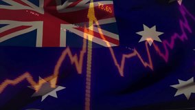 Fluctuating financial graph overlaying Australian flag animation in stock image. Finance, investment, economy, business, analysis, market - Powered by Shutterstock - Get 15% off with code: PIKWIZARD15