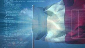 Italian flag waving with digital code and data processing animation overlay. Technology, coding, programming, cybersecurity, network, binary - Powered by Shutterstock - Get 15% off with code: PIKWIZARD15