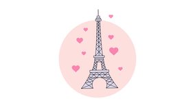 Eiffel tower surrounded by pink hearts animation, perfect for romantic or Valentines Day designs, travel blogs, and social media posts. - Powered by Shutterstock - Get 15% off with code: PIKWIZARD15