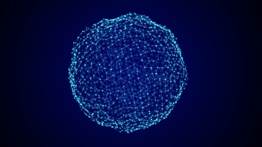 Futuristic sphere made of particles. Flow of atoms in cyberspace. Space energy concept. 3D rendering.	
