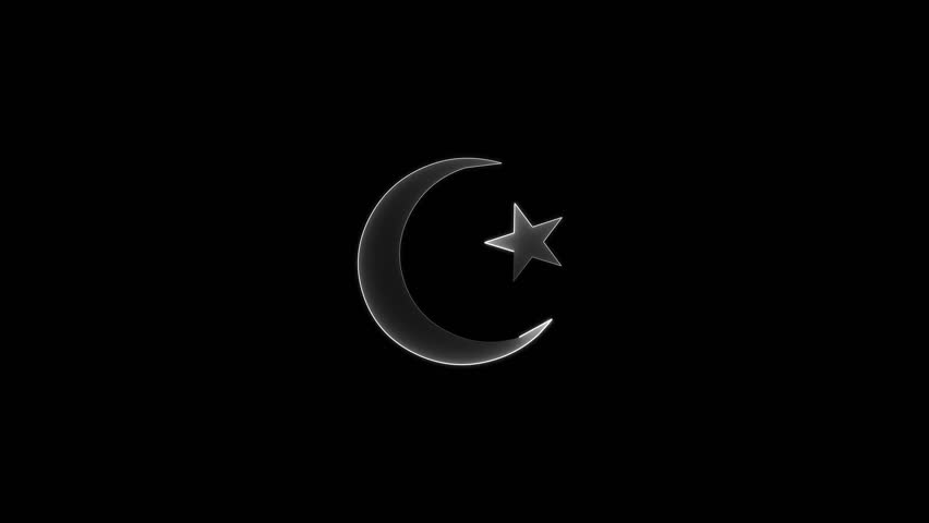 Neon shiny moon with star icon. Animation of neon Night light signboard. Eid Mubarak neon animation .
