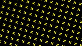 Seamless looping animation of a geometric pattern with yellow "X" marks on a black background. Modern, abstract, and dynamic design, perfect for motion graphics, backgrounds, and digital art. 4K - Powered by Shutterstock - Get 15% off with code: PIKWIZARD15