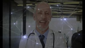 Smiling medical professionals with network connections animation in hospital setting. Healthcare, communication, teamwork, innovation, technology, networking - Powered by Shutterstock - Get 15% off with code: PIKWIZARD15