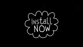 Digital frame with Install Now text in white cloud shape on black background. technology, software, installation, innovation, internet, modern - Powered by Shutterstock - Get 15% off with code: PIKWIZARD15