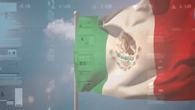 Waving Mexican flag with animation of data processing graphics in background. Patriotism, celebration, digital, analytics, technology, festive - Powered by Shutterstock - Get 15% off with code: PIKWIZARD15
