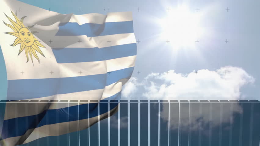 Waving Uruguay flag over animation of financial data charts against bright sky. Finance, economy, investment, analytics, statistics, patriotism - Powered by Shutterstock - Get 15% off with code: PIKWIZARD15