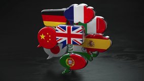 Dictionary, translating and learning languages online. Speech bubbles with various flags. - Powered by Shutterstock - Get 15% off with code: PIKWIZARD15