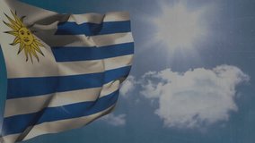 Waving Uruguay flag over financial charts and graphs, animation in cloudy sky. Economy, finance, investment, analytics, growth, development - Powered by Shutterstock - Get 15% off with code: PIKWIZARD15