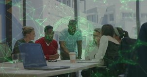 In office, team collaborating on project with digital network connections overlay. Collaboration, teamwork, innovation, technology, networking, communication - Powered by Shutterstock - Get 15% off with code: PIKWIZARD15