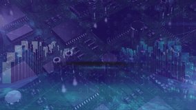 Animation of digital data and graphs overlaying circuit board with game controller. Technology, innovation, gaming, electronics, virtual, data analysis - Powered by Shutterstock - Get 15% off with code: PIKWIZARD15