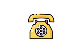 Yellow rotary phone ringing animation. Yellow rotary phone ringing suitable for retro design, communication themed projects, vintage mockups, nostalgia themed content, antique technology illustrations - Powered by Shutterstock - Get 15% off with code: PIKWIZARD15