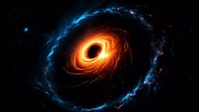 a stunning cosmic vortex, the black hole at its center emitting a strong golden light, - Powered by Shutterstock - Get 15% off with code: PIKWIZARD15