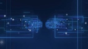 Futuristic digital clock animation with glowing circuits on dark blue background. Technology, innovation, timekeeping, cyber, neon, electronics - Powered by Shutterstock - Get 15% off with code: PIKWIZARD15