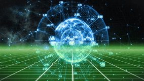 Animation of digital globe with data streams and binary code over grid background. Technology, information, network, futuristic, cyberspace, virtual - Powered by Shutterstock - Get 15% off with code: PIKWIZARD15