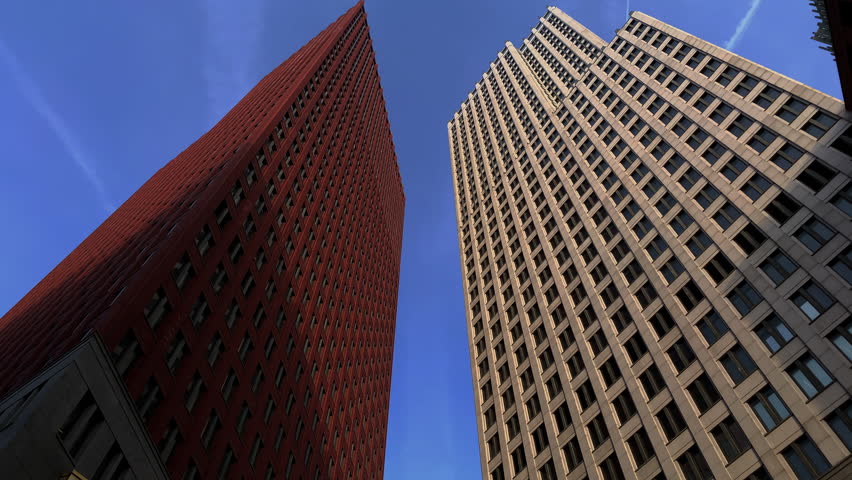 Low angle view of modern high-rise buildings in The Hague