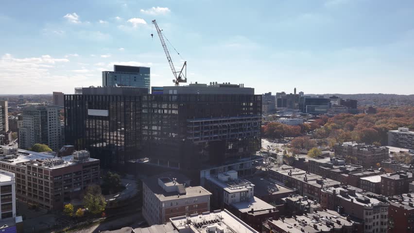 Paralax of construction crane in Boston massachusetts
