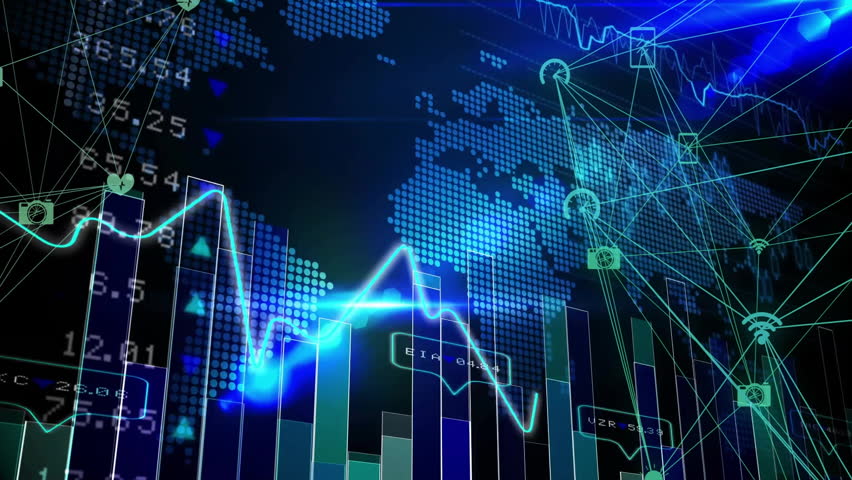 Digital world map with financial graphs and data processing animation. Global, finance, technology, analytics, futuristic, network - Powered by Shutterstock - Get 15% off with code: PIKWIZARD15