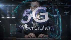 5G technology and data processing animation over person typing on keyboard. innovation, connectivity, network, wireless, communication, internet - Powered by Shutterstock - Get 15% off with code: PIKWIZARD15