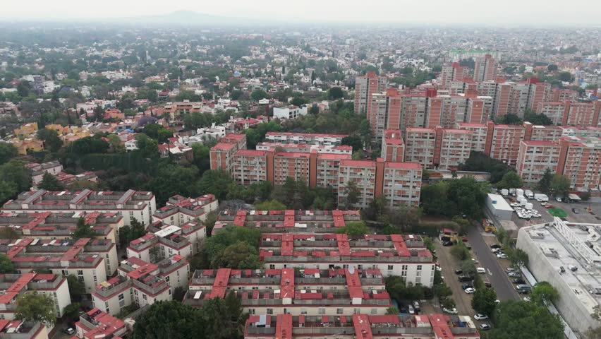 Housing block complexes in CDMX, drone view