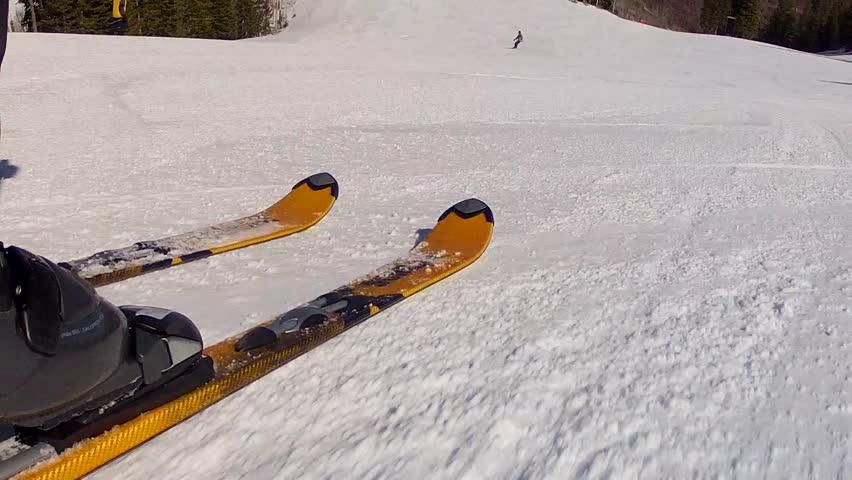 Skiing at Resort in the Spring