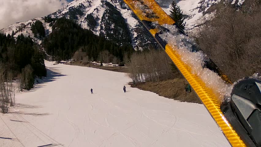 Skiing at Resort in the Spring