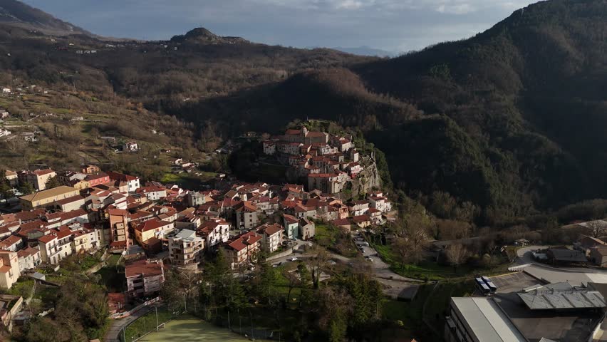 Drone view of south Italy, Lagonegro village