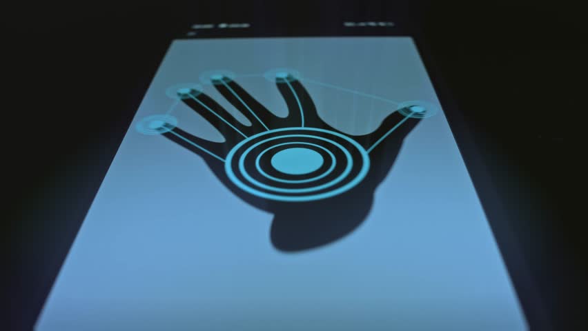 Hand print testing themed graphic presentation on smartphone