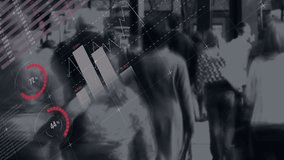 Abstract animation of global data and charts over blurred city street scene. Analytics, data visualization, technology, statistics, urban, futuristic - Powered by Shutterstock - Get 15% off with code: PIKWIZARD15