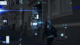 Digital data charts and graphs animation over person walking on urban street. analytics, technology, city, futuristic, infographic - Powered by Shutterstock - Get 15% off with code: PIKWIZARD15