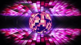Animating vibrant pink and purple light patterns, glowing disco ball in motion. party, dance, lighting, colorful, energy, nightlife - Powered by Shutterstock - Get 15% off with code: PIKWIZARD15