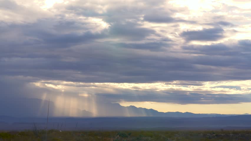 Beautiful Desert Morning Sun Rays Across Landscape in Big Bend National Park Texas
