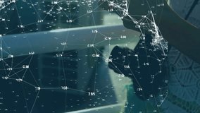 Using smartphone with digital network animation overlay, person in school setting. Technology, education, connectivity, communication, innovation, interaction - Powered by Shutterstock - Get 15% off with code: PIKWIZARD15