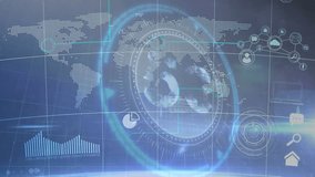 Animation of futuristic digital world map with data processing technology interface. hologram, innovation, network, global, cyber - Powered by Shutterstock - Get 15% off with code: PIKWIZARD15