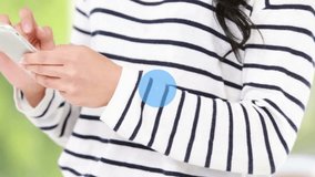 Using smartphone, person receiving social media notifications with animation overlay. Technology, communication, connected - Powered by Shutterstock - Get 15% off with code: PIKWIZARD15