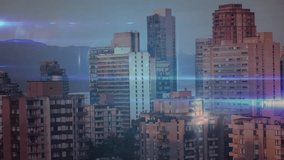 Animation of social media icons connecting over urban cityscape in network. Technology, networking, digital, social network, connectivity, communication - Powered by Shutterstock - Get 15% off with code: PIKWIZARD15