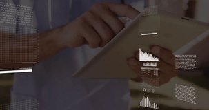 Doctor using tablet with data processing and analytics charts overlay animation. Healthcare, technology, innovation, digital, research, medical - Powered by Shutterstock - Get 15% off with code: PIKWIZARD15