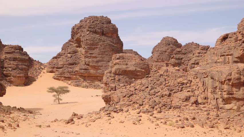scenic rock formation in north Africa Tassili N'ajjer National Park, Sahara Desert Algeria