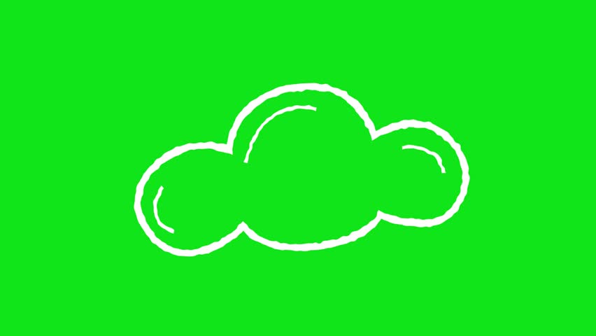 Hand Drawn sketch Cloud Icon cartoon style with Green Background