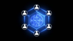 Globe and people network. Digital network connecting people globally, Animation of profile pictures and lines around globe against numbers on blue background. - Powered by Shutterstock - Get 15% off with code: PIKWIZARD15