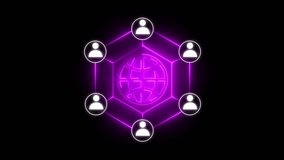 Globe and people network. Digital network connecting people globally, Animation of profile pictures and lines around globe against numbers on blue background. - Powered by Shutterstock - Get 15% off with code: PIKWIZARD15