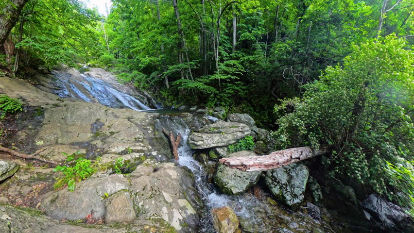 Water Streams Down Rocks into Pools on Cedar Run in Shenandoah