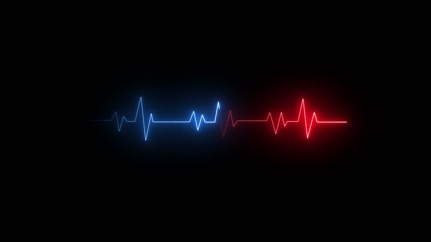 Cardiogram of heart beat. Neon Heart Beat ECG EKG Animation Background. Abstract neon heartbeat signal icon animation,