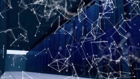 Processing data animation over digital network connections in server room background. Technology, connectivity, communication, infrastructure, information - Powered by Shutterstock - Get 15% off with code: PIKWIZARD15