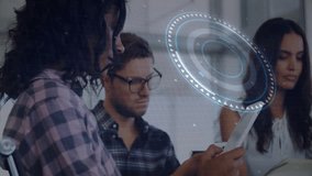 Working on animation project, diverse team using digital interface in school. Collaboration, teamwork, technology, diversity, brainstorming, education - Powered by Shutterstock - Get 15% off with code: PIKWIZARD15