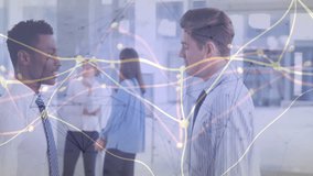 In office, business professionals analyzing data with graphs and animation connections. teamwork, collaboration, analytics, strategy, digital, technology - Powered by Shutterstock - Get 15% off with code: PIKWIZARD15