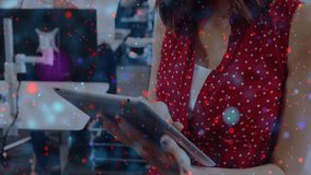 DNA strand animation over people working in modern office environment. Biotechnology, innovation, collaboration, technology, research, genetics - Powered by Shutterstock - Get 15% off with code: PIKWIZARD15