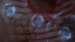 Hands holding holographic globe with digital data overlay in futuristic setting. Technology, innovation, hologram, global, connectivity, cyberspace - Powered by Shutterstock - Get 15% off with code: PIKWIZARD15