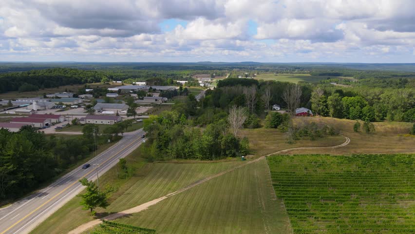 Countryside landscape of Michigan, USA, aerial drone view