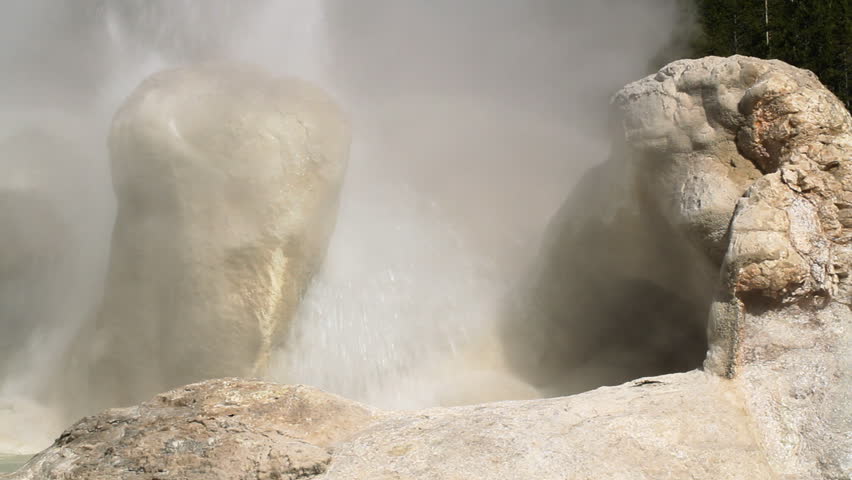 Detail of Grotto Geyser erupting in Yellowstone Park, Wyoming.